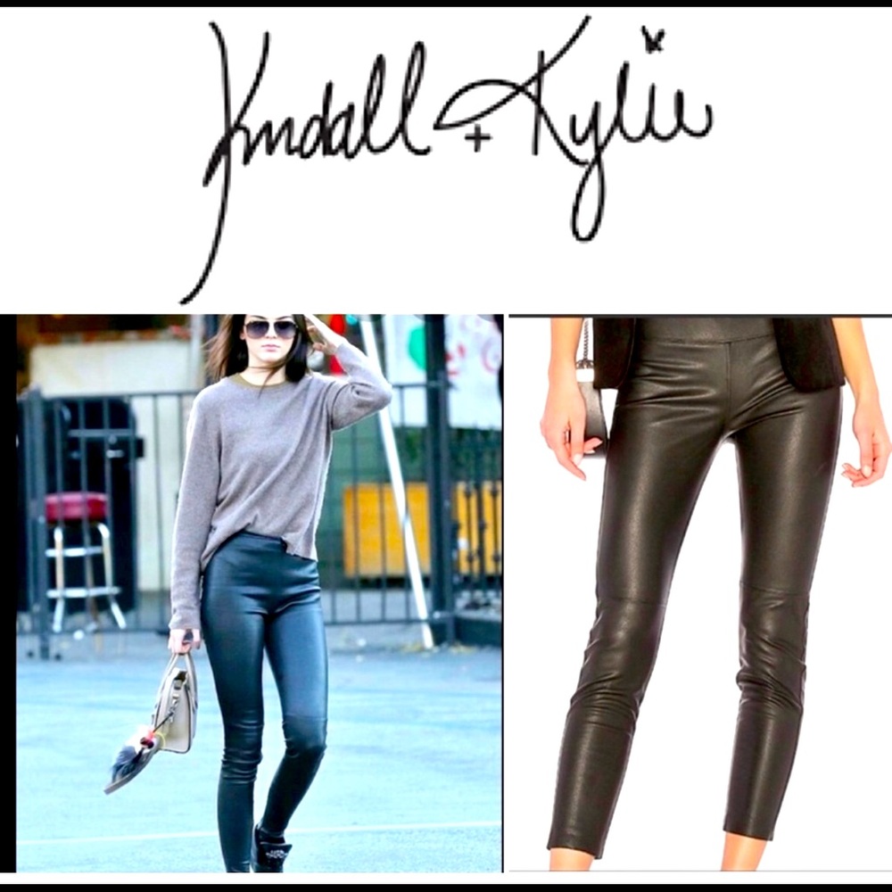 KENDALL & KYLIE Faux Black Leather Skinny Pants. Size XL